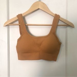 Orange Ribbed Sports Bra